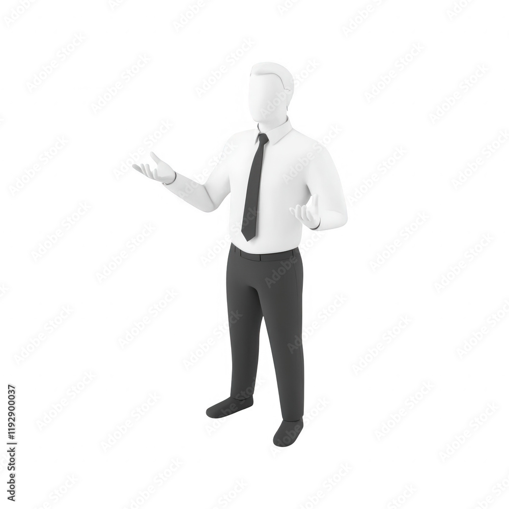 Poster businessman explaining ideas with confidence in a professional setting., isolated on a transparent b