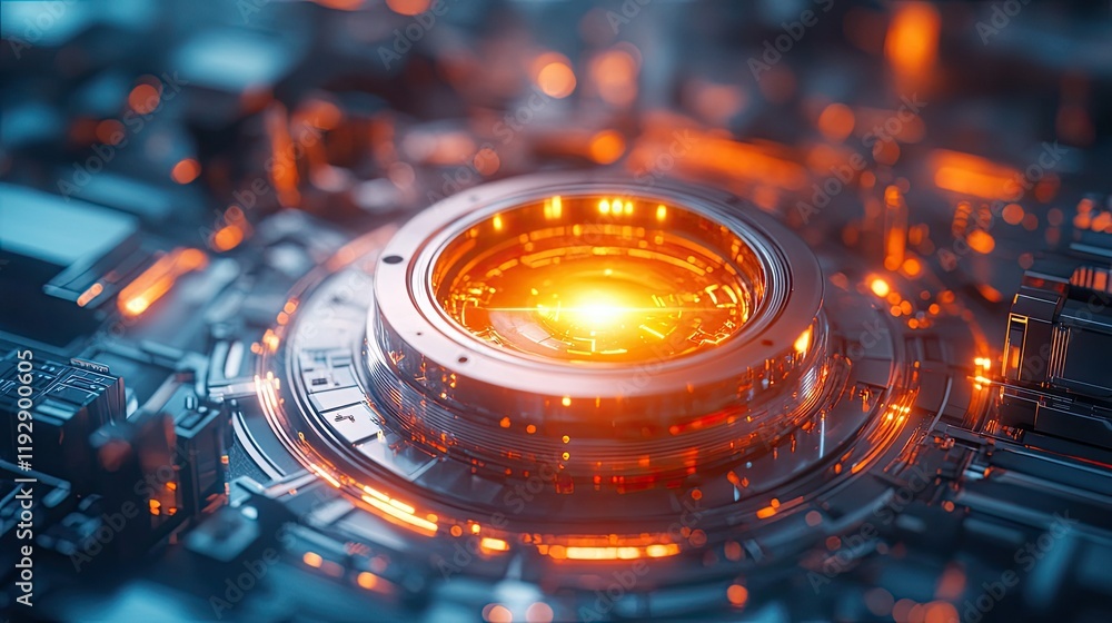 Poster digital futuristic technology background featuring intricate circuits and glowing elements in vibran