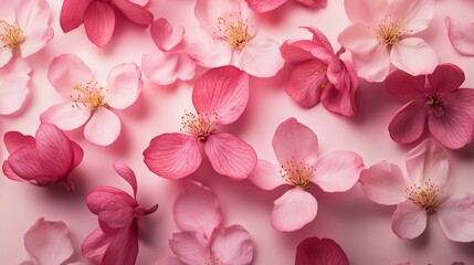 Pink cherry blossoms bloom in spring, showcasing nature's beauty with delicate petals and vibrant color