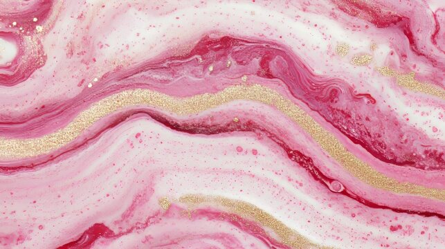 Rose pink liquid watercolor background with golden lines creating an elegant blush marble effect, for bridal wedding invitations, RSVP cards, menu designs with luxurious alcohol ink drawing style