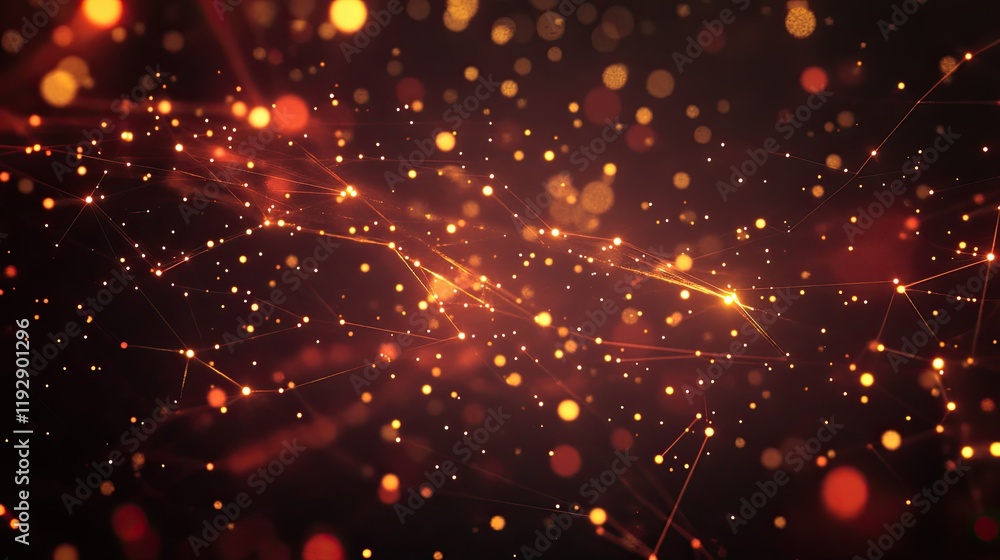 Poster abstract glowing particles with dynamic light trails creating a warm and energizing background, idea