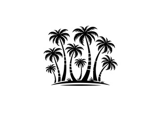 Fototapeta premium A premium vector palm tree silhouette featuring elegant, detailed designs perfect for tropical-themed projects vector black and white design logo type.