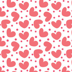 Cute pink hand drawn doodle hearts seamless pattern. 