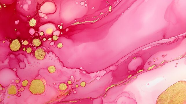 Rose pink liquid watercolor background with golden lines creating an elegant blush marble effect, for bridal wedding invitations, RSVP cards, menu designs with luxurious alcohol ink drawing style