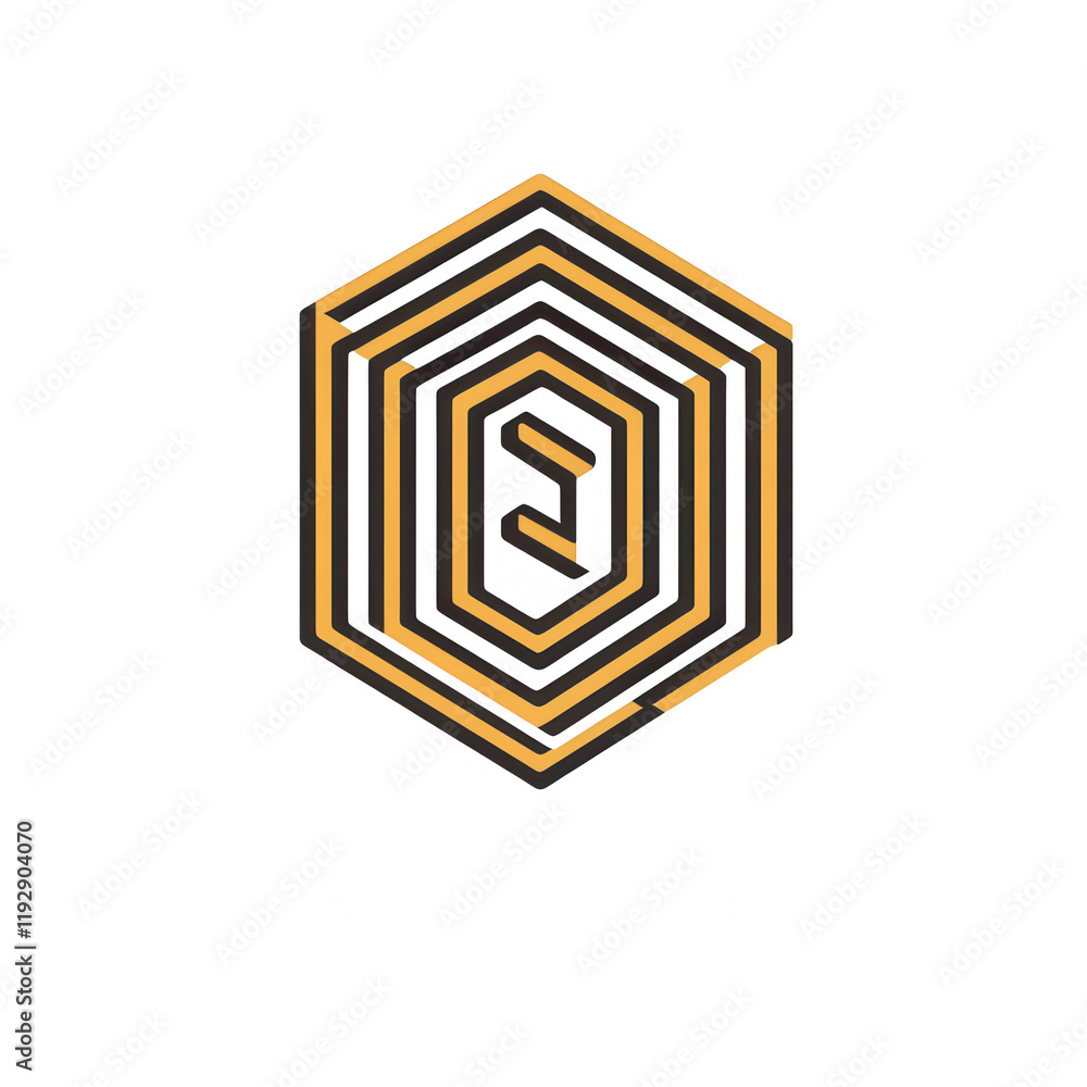 Poster modern geometric logo design with hexagonal shapes in golden color., isolated on a transparent backg