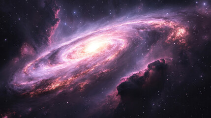 Fototapeta premium A cosmic view of a black hole surrounded by glowing rings of light and swirling gas clouds