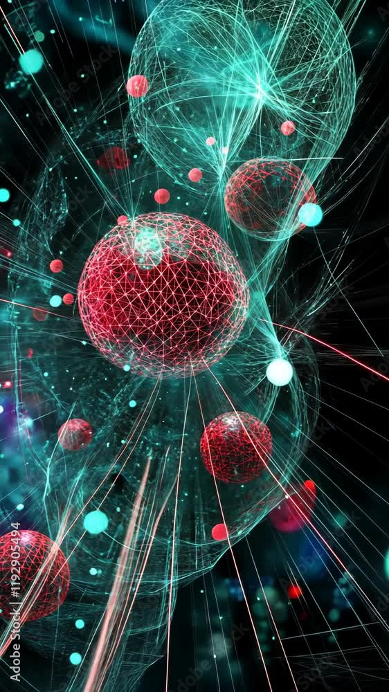 Aufkleber colorful abstract representation of molecular structures and particles in a cosmic environment