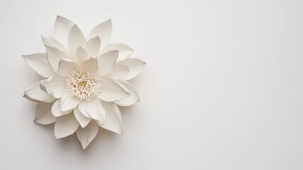 Beautiful White Lotus Flower on a Soft Neutral Background for Use in Wellness, Tranquility, or Spa Themes in Creative and Commercial Projects