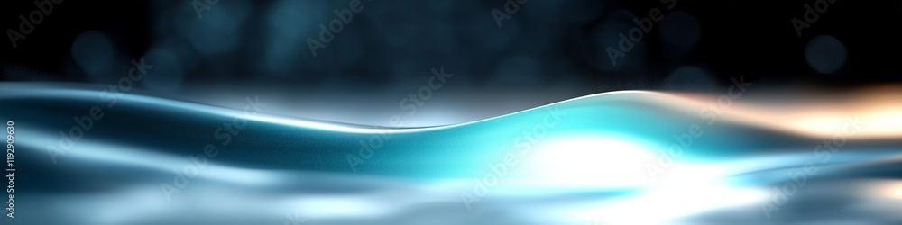 Poster abstract wave background design in blue tones with smooth flowing motion and blurred bokeh effect