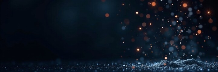 Softly falling snowflakes on a black background, dark, seamless, black