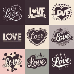 Love. Continuous line script. Cursive text i love you. Lettering vector inscription for poster, card, banner valentine day, wedding, tee, t shirt. Hand-drawn doodle heart Love text effect. 3d style va