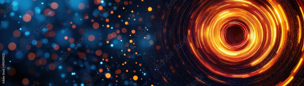 Aufkleber a vibrant abstract image featuring swirling lights and colors, blending blue and orange tones to cre