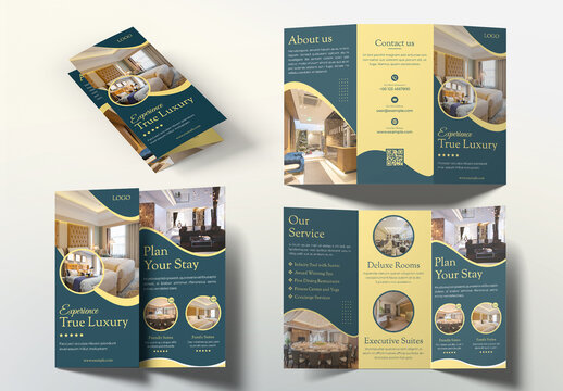 Luxury Hotel Trifold Brochure Layout