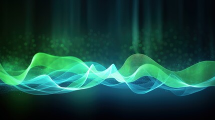 Stunning Abstract Waves in Green and Blue Colors with Soft Glowing Light for Background or Design Use
