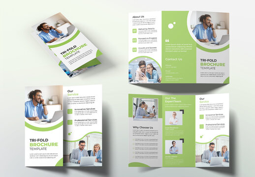 Trifold Brochure With Green Accent