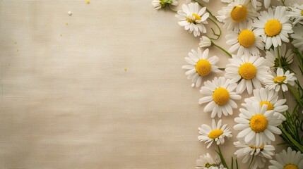 Delicate white daisies bloom in a vibrant spring meadow, their delicate petals capturing the essence of nature's beauty