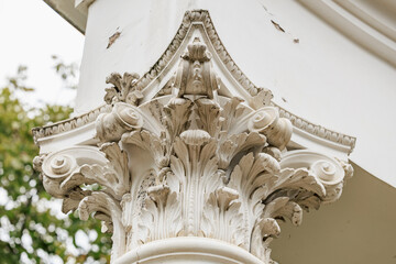 Ornate corinthian capital on historic building