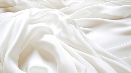 Obraz premium Elegant and Soft White Satin Fabric Draped Gracefully, Creating a Luxurious Texture and Flowing Appearance Ideal for Fashion or Interior Design Projects