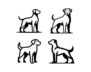Set of Silhouette Dog Logo Design Vector illustration. Black Color Dog Logo Collection.