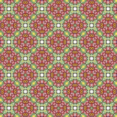 Seamless pattern with floral elements on white background.
