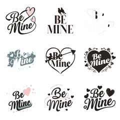 Be mine - Calligraphy phrase for Valentine's day. Hand drawn lettering for Lovely greetings cards, invitations. Good for Romantic Be Mine Valentine Candy Heart Icon Be mine hand lettering, black ink c
