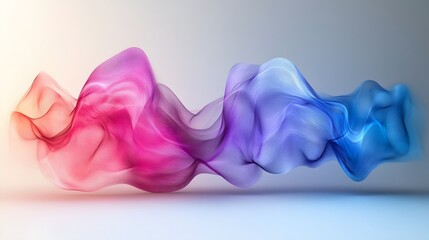 Obraz premium Sound wave visualization flows smoothly from blue to pink, creating ethereal audio spectrum with elegant curves and fluid movement against clean white background.