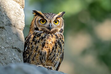 Obraz premium Owls quietly observe from shadows.