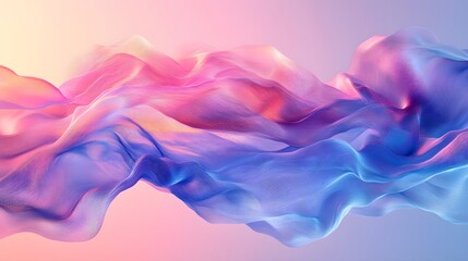 Fototapeta premium Sound wave visualization flows smoothly from blue to pink, creating ethereal audio spectrum with elegant curves and fluid movement against clean white background.