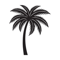 Obraz premium A coconut palm tree icon representing tropical paradise, relaxation, and nature, ideal for travel, beach, and vacation-themed designs.