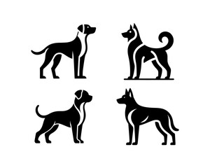 Set of Silhouette Dog Logo Design Vector illustration. Black Color Dog Logo Collection.