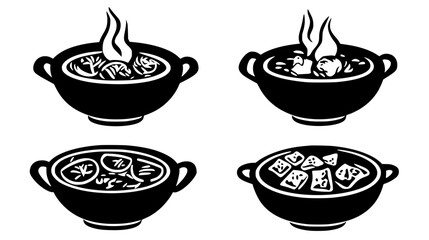 Collection of Butter Chicken vector icons, Butter Chicken vector art pattern