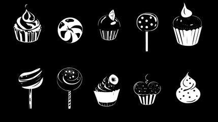 Collection of Caramel vector icons, Caramel vector art pattern