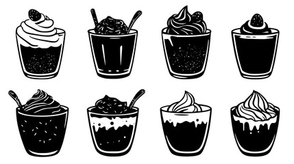 Collection of Chocolate mousse icons, Chocolate mousse illustration art, seamless pattern