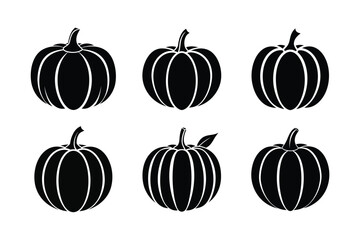 Pumpkin (Cucurbita pepo) design, labeled silhouette vector illustration