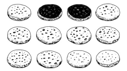 Collection of Crumpet icons, Crumpet illustration art, seamless pattern
