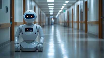 Robots integrated with AI performing routine cleaning in hospitals to maintain hygiene