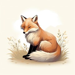 Obraz premium Stylish Fox Artwork with Light Color Palette