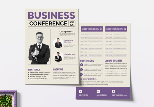 Business Conference Agenda Flyer Template