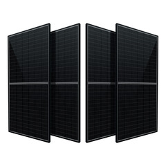Black Solar Panel Alternative Green Energy Power Source - Isolated white background - High Quality Vector Image