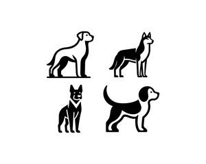 Set of Silhouette Dog Logo Design Vector illustration. Black Color Dog Logo Collection.