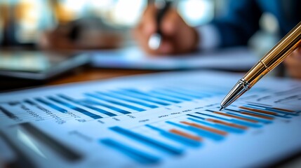 Analyzing financial data, office meeting