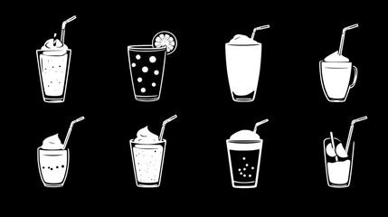 Obraz premium Collection of Mango lassi vector icons, Mango lassi vector art pattern
