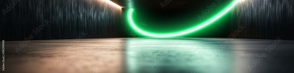 Poster neon light abstract background with glowing lines in a modern space for visual effects