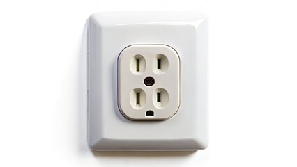 Front view of isolated electrical wall sockets.  Includes UK, US, EU, and AU power outlets for home improvement projects.