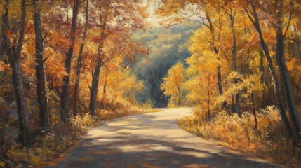 Obraz premium Autumn trees road