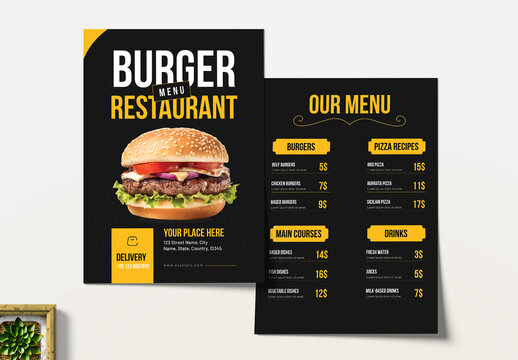 Burger Restaurant Menu Layout