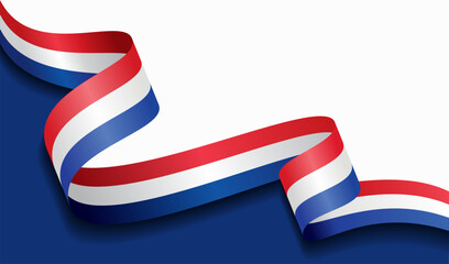 Dutch flag wavy abstract background. Vector illustration.