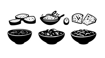 Collection of Vegetarian chili with cornbread vector icons, Vegetarian chili with cornbread vector art pattern