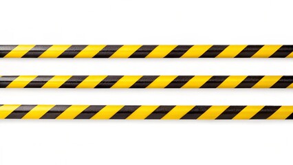 Horizontal black and yellow caution tape isolated on white background
