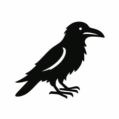 Obraz premium very simple flat and minimalist Raven silhouette in black on a white background